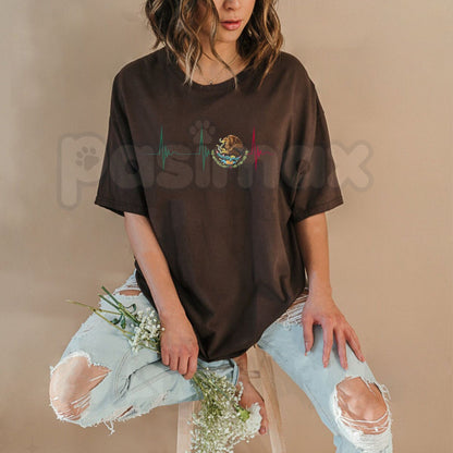 Mexico Heartbeat Heritage T-Shirt – Iconic Mexican Pride Graphic Tee, Premium 100% Cotton Viva Mexico Pulse Top, Soft Lived-In Heavyweight Cultural Roots Shirt, Made in USA