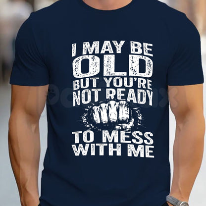 Old But Dangerous Graphic T-Shirt – Funny Senior Citizens Retro Tee, Humorous Sarcastic Old Man Unisex Apparel