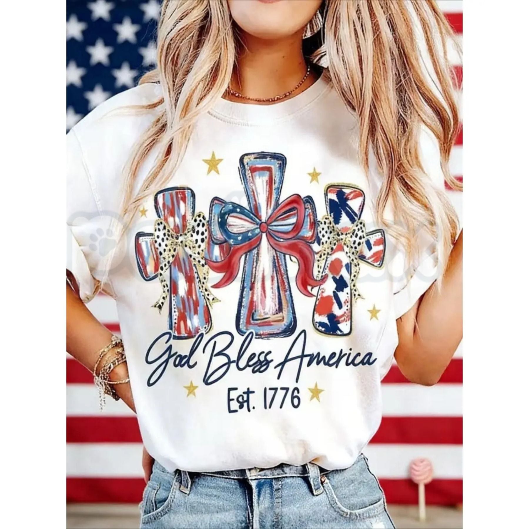 Women's God Bless America Shirt | USA 250th Anniversary Tee – Pasimax