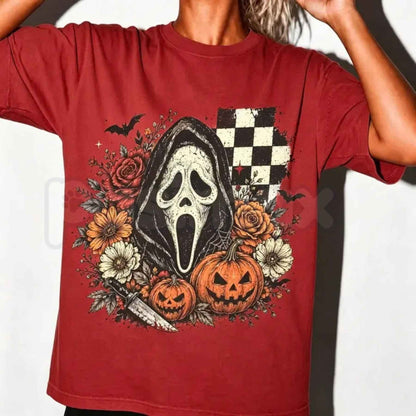 Comfort Colors® Retro Ghost Face Halloween T-Shirt – Vintage Horror Mask Graphic Tee, Classic Slasher Unisex Top & Gift