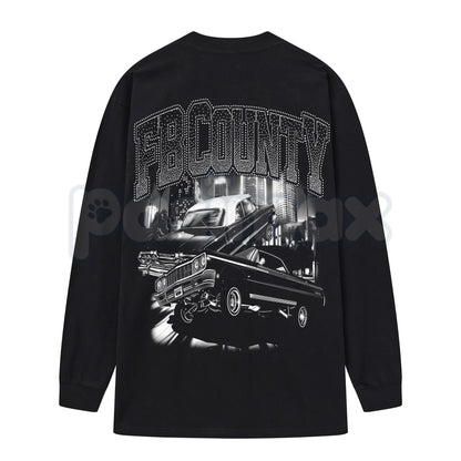 FB County Graphic Long Sleeve Tee – Authentic West Coast Streetwear, Premium Gildan 5400 Heavy Cotton Long Sleeve