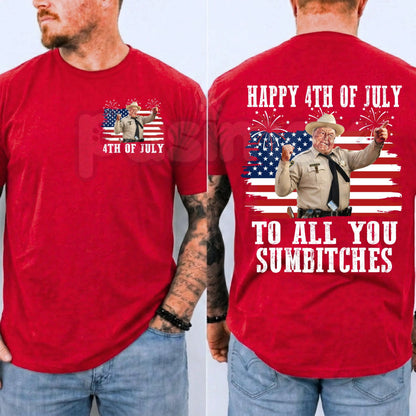 Funny "Happy 4th Of July To All You Sumbitches" T-Shirt – Retro Smokey and the Bandit Movie Graphic Tee