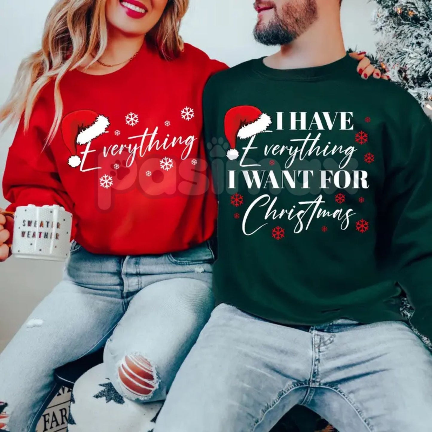 Christmas Party Couple Sweatshirt Set | Matching Holiday Jumper | Funny Xmas Relationship Crewneck | Cute Festive Couple Gift