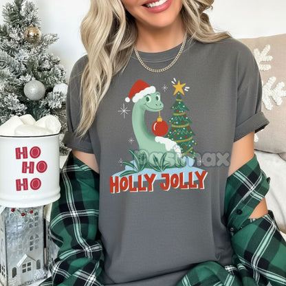 'Holly Jolly' Christmas T-shirt – Retro Holiday Tee, Merry & Bright Shirt, Festive Christmas Gift