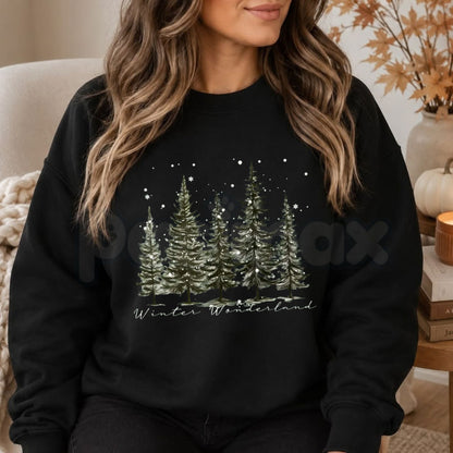 Winter Wonderland Pine Tree Sweatshirt | Evergreen Forest Graphic Crewneck