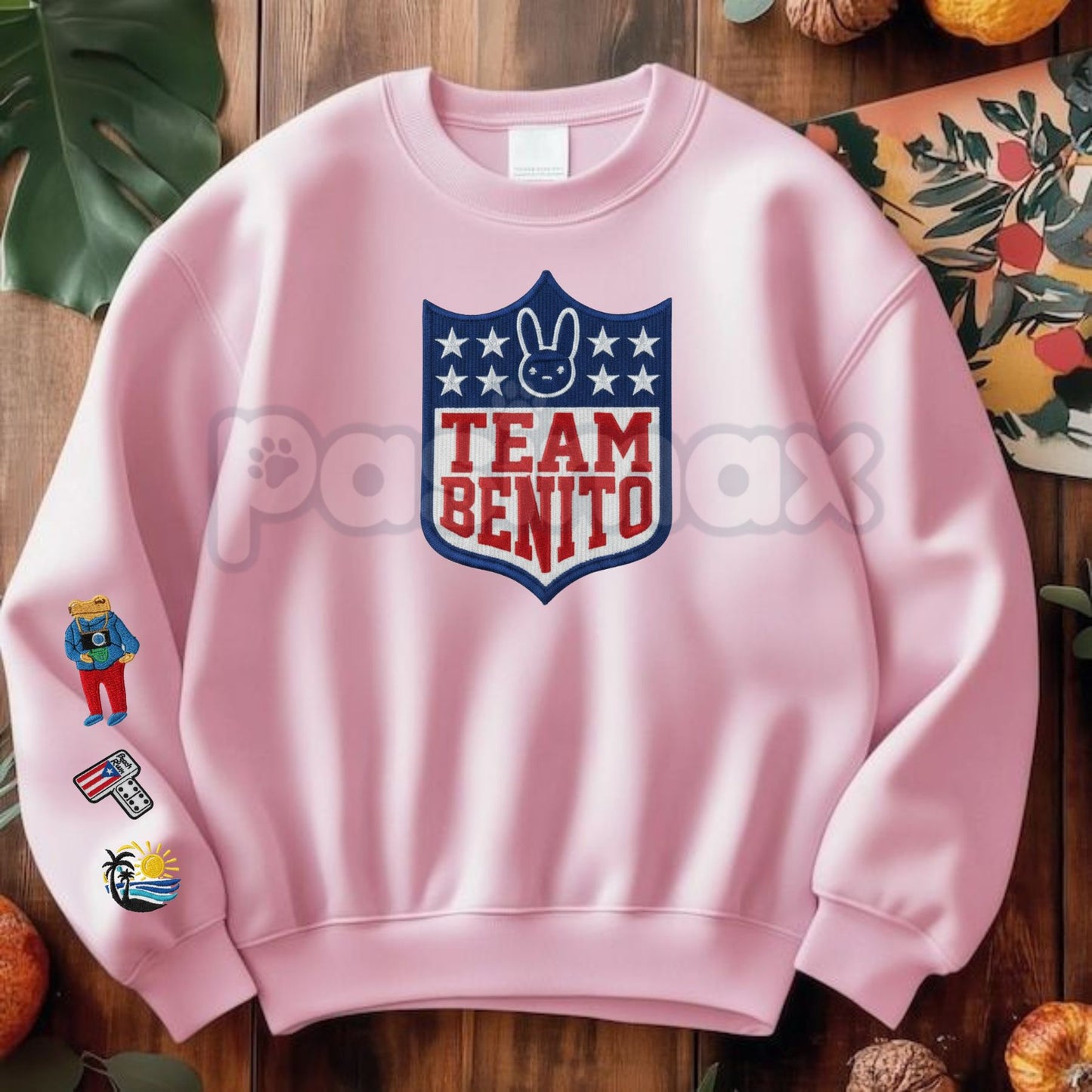 "Here For The Benito" Embroidered Sweatshirt – Bad Bunny Fan Crewneck