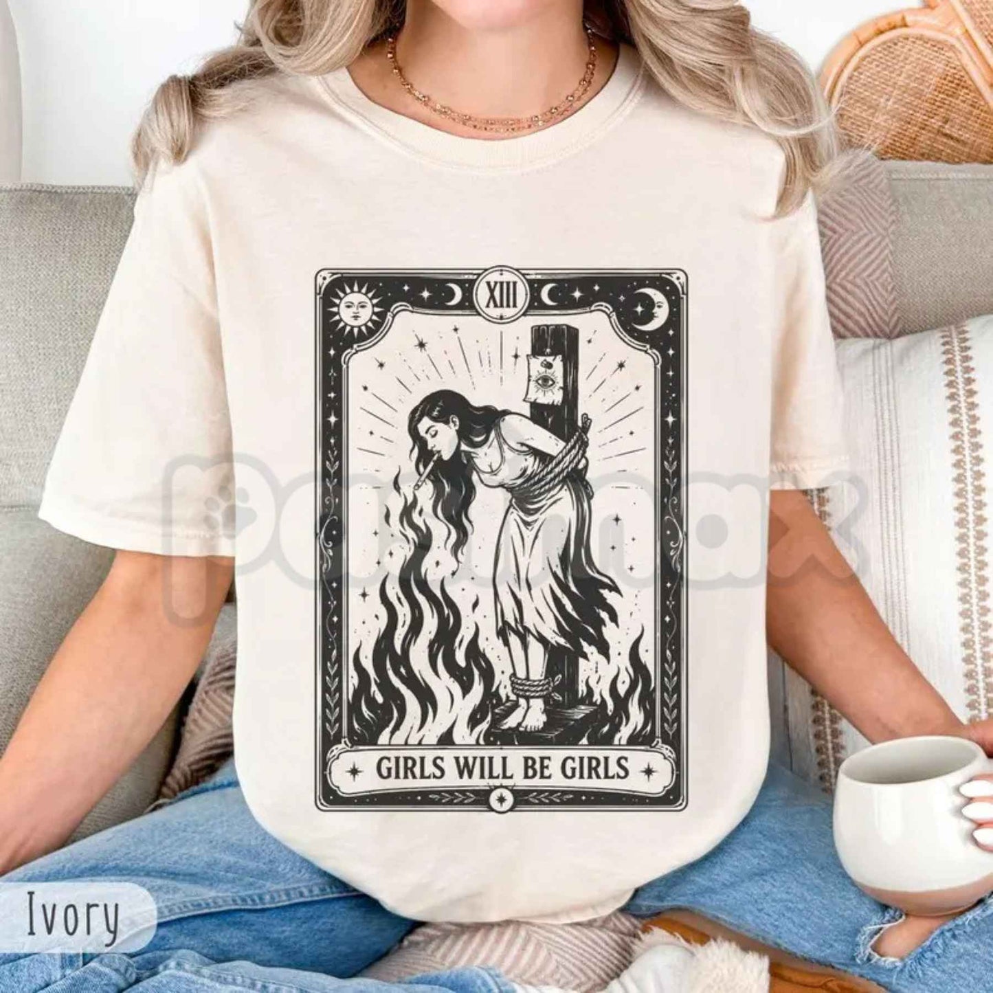 Comfort Colors® "Girls Will Be Girls" Witch T-Shirt – Retro Witchy Feminist Graphic Tee, Vintage Aesthetic Empowerment Witch Unisex Top