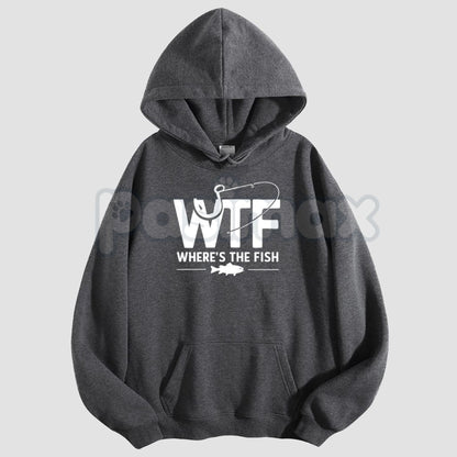 "WTF, Where Is The Fish" Hoodie – Funny Fishing Meme Pullover, Angler Humor Apparel & Statement Gear, Unisex