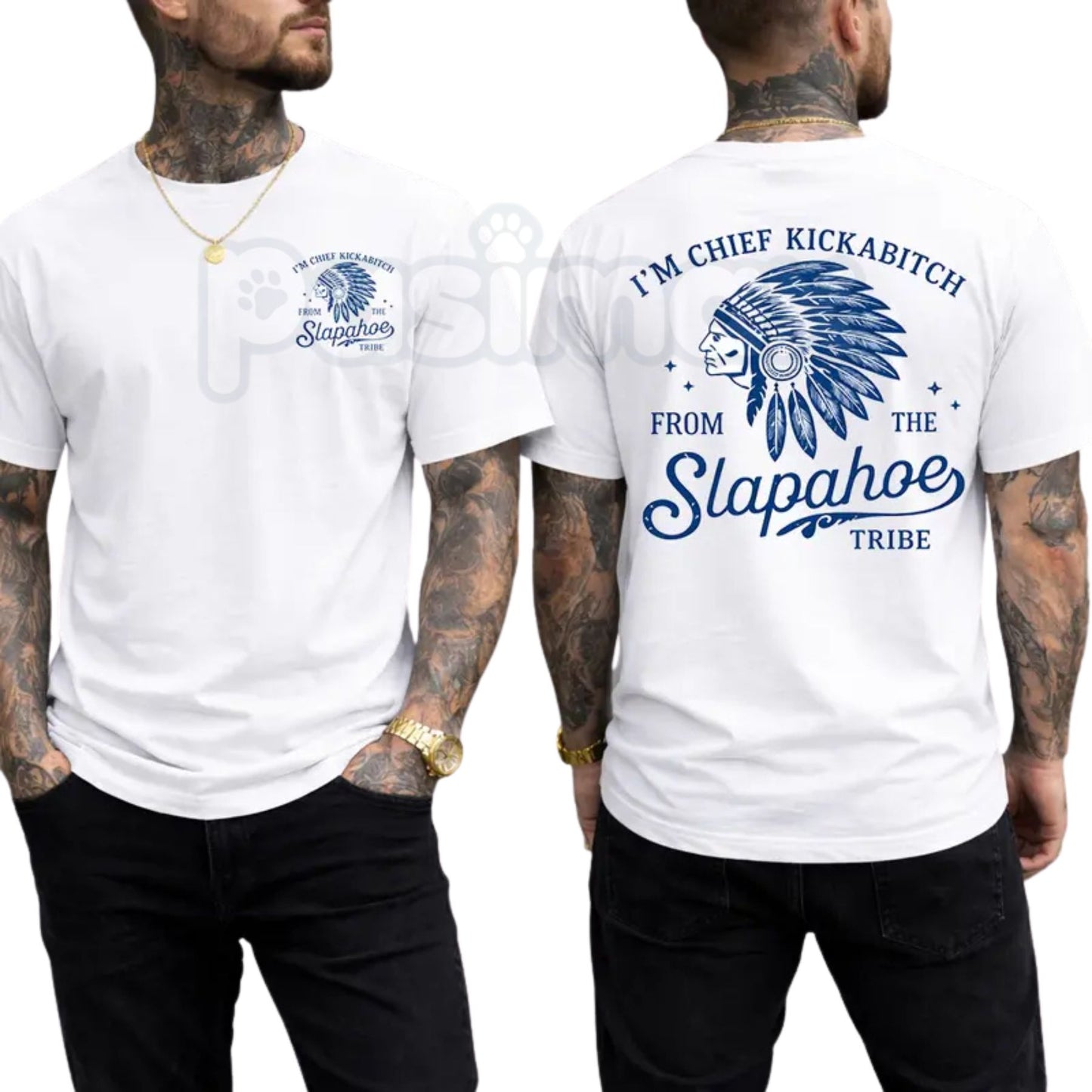 "Chief Kickabitch" Funny Sarcastic T-Shirt – Slapahoe Tribe Viral Humor Graphic Tee, Premium 100% Cotton Rude Quote Top, Soft Lived-In Heavyweight Bad Attitude Shirt, Made in USA