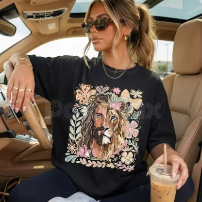 "Lion of Judah" Christian T-Shirt – Jesus Faith Religious Floral Graphic Tee