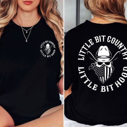 "Little Bit Country Little Bit Hood" T-Shirt - Funny Black Short Sleeve Tee, Bold Statement Apparel