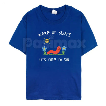"Wake Up Slts" Funny Animal T-Shirt – Viral Meme Graphic Tee, Premium 100% Cotton Ironic Animal Top, Soft Lived-In Heavyweight Absurdist Humor Shirt, Made in USA