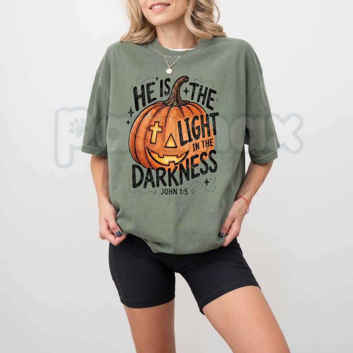 Comfort Colors® He is the Light T-Shirt – Trendy Women's Fall Religious Graphic Tee, Vintage Faith Unisex Top & Gift