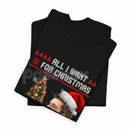 "All I Want for Christmas" Music Lover T-Shirt - Funny Holiday Slogan Tee, Christmas Party Shirt, Unisex Festive Gift Apparel