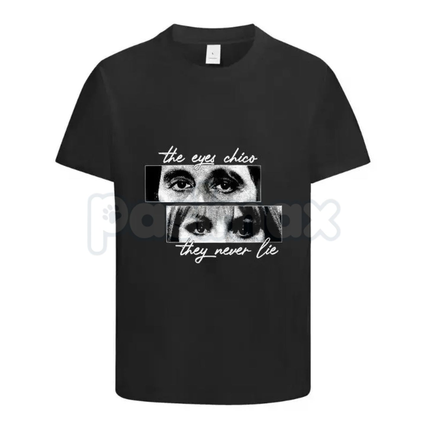 "The Eyes Chico They Never Lie" Scarface T-Shirt – Tony Montana Cinematic Graphic Tee, Premium 100% Cotton 80s Crime Drama Top, Soft Lived-In Heavyweight Iconic Quote Shirt, Made in USA