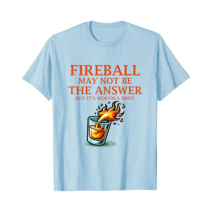 Men's "Fireball & Whiskey" Graphic Tee - Bold Casual Wear, Stylish Slim Fit