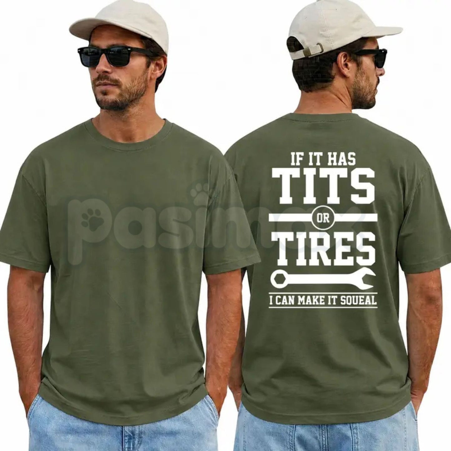 "If It Has Tits Or Tires, I Can Make It Squeal" Graphic T-Shirt – Funny Mechanic & Automotive Humor Unisex Crewneck Tee