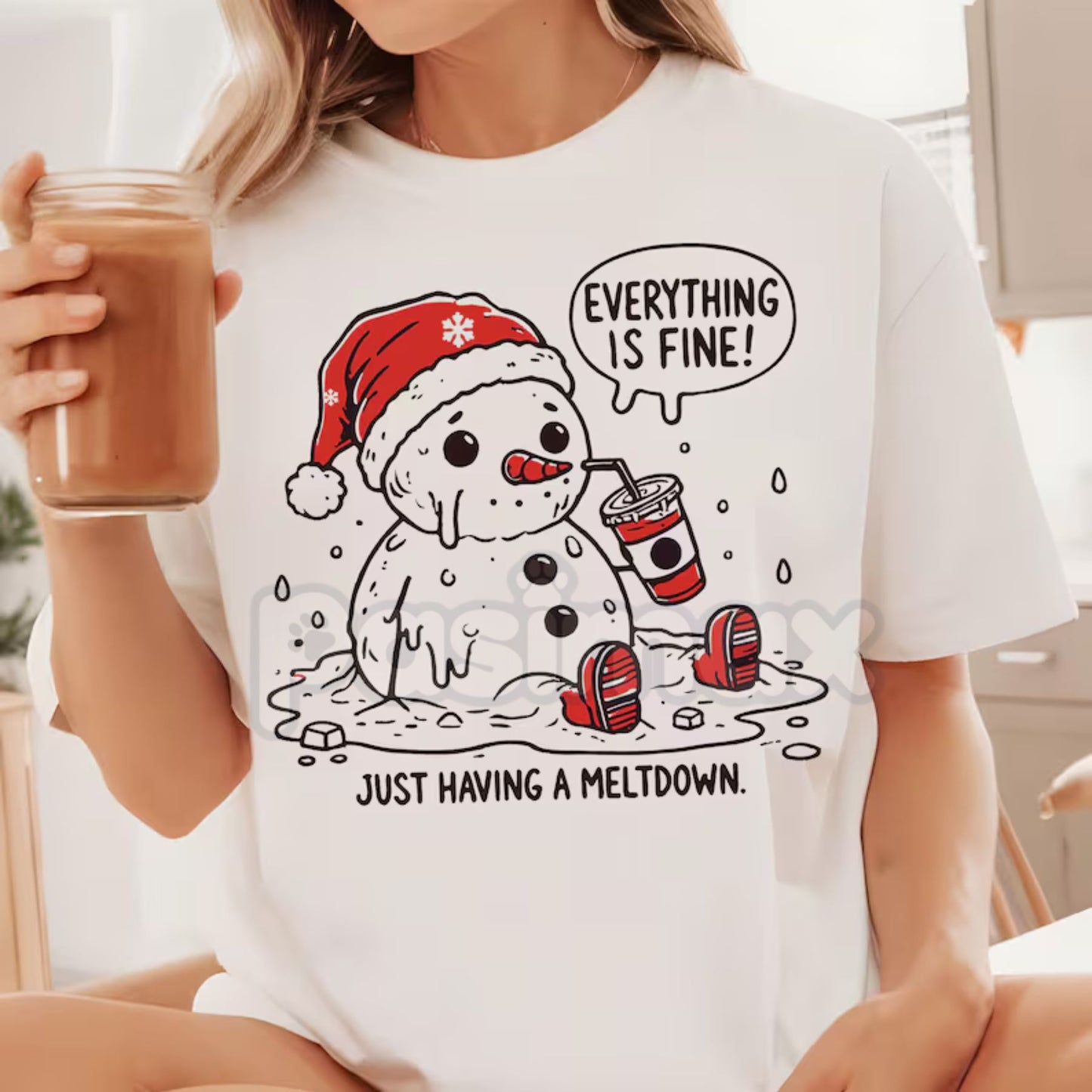 "Everything is Fine Just Having Meltdown" T-Shirt - Funny Relatable Slogan Tee, Dark Humor Stress Apparel, Ironic Statement Shirt