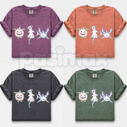 Comfort Colors® Halloween Shark T-Shirt – Pumpkin Turtle & Spooky Hammerhead Ghost Graphic Tee, Vintage Marine Life Unisex Top