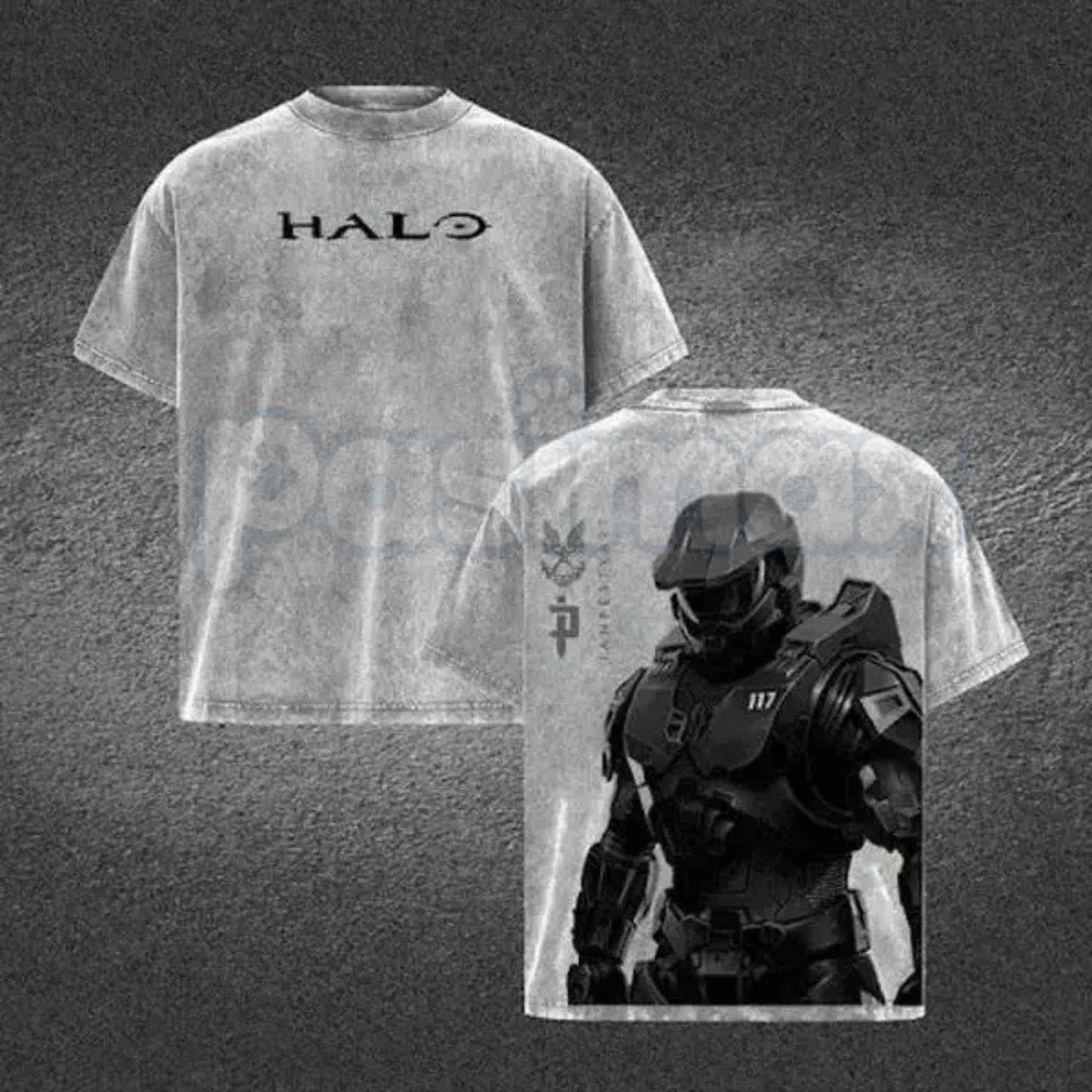 HALO Master Chief 117 T-Shirt – Retro Spartan Back Print Graphic Tee, Premium Acid Wash Oversized Lightweight Cotton Gaming Streetwear Top