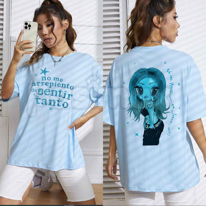 Vintage Blue Graphic Cotton T-Shirt – Casual Oversized Aesthetic Art Unisex Tee