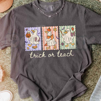 Comfort Colors® Funny Teacher Goose Halloween T-Shirt – Retro Cute Ghost Elementary Educator Graphic Tee, Spooky Season Unisex Top