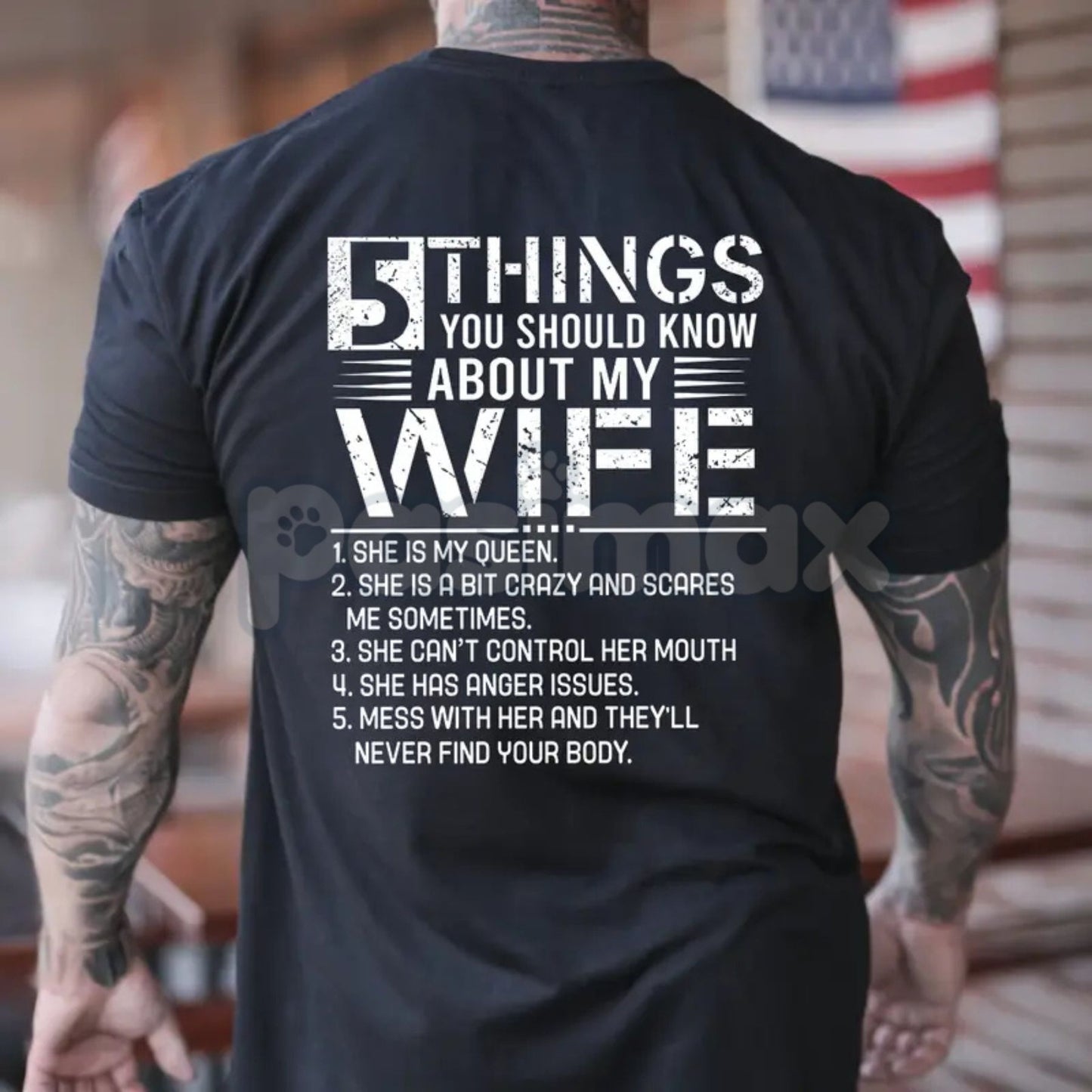 "5 Things You Should Know About My Wife" T-Shirt - Funny Husband Graphic Tee, Couple Statement Shirt, Sarcastic Marriage Gift