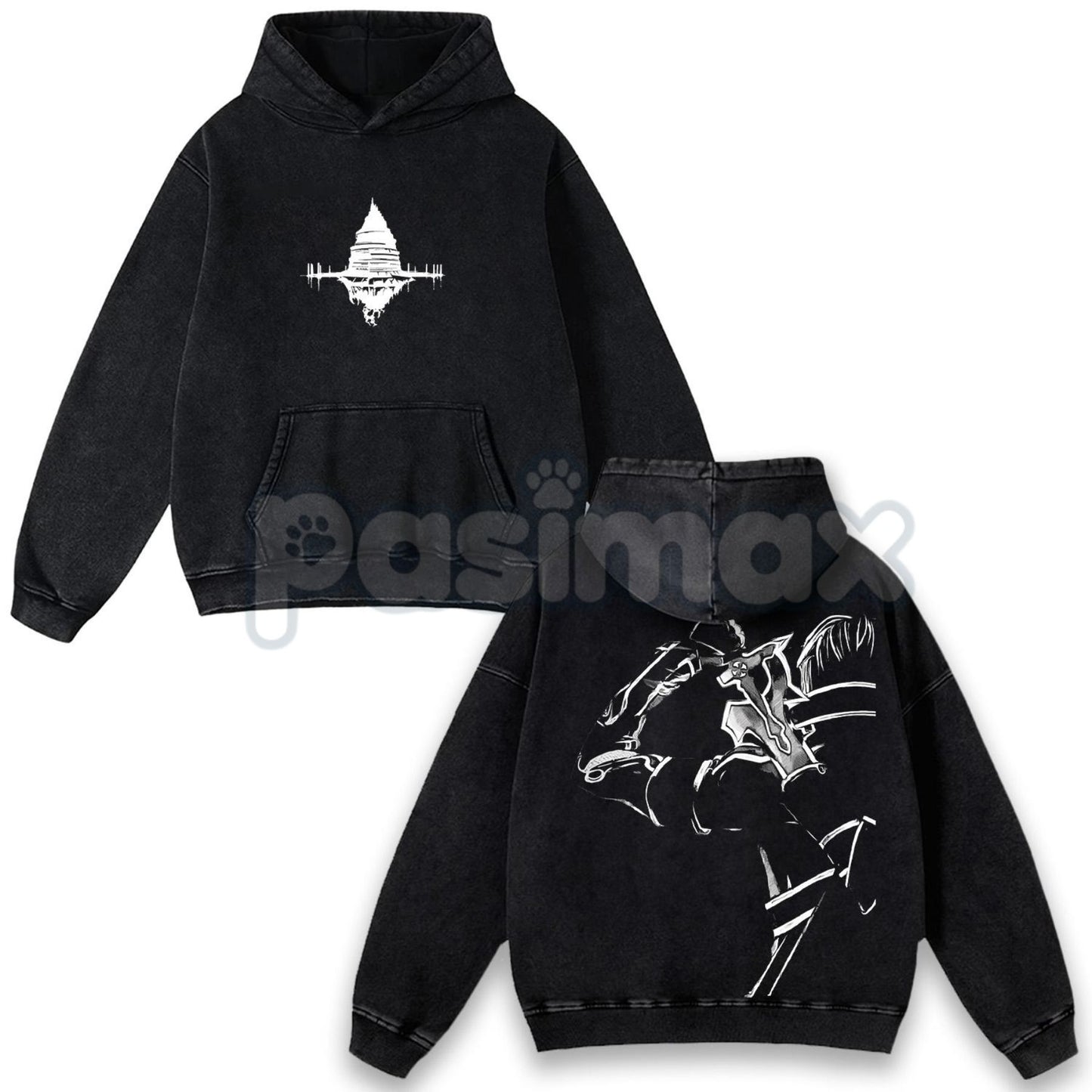 Sword Art Online Kirito B&W V1 T-Shirt – Vintage Washed Oversized Anime Manga Graphic Tee