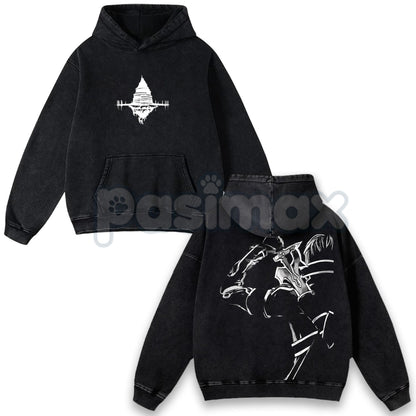 Sword Art Online Kirito B&W V1 T-Shirt – Vintage Washed Oversized Anime Manga Graphic Tee