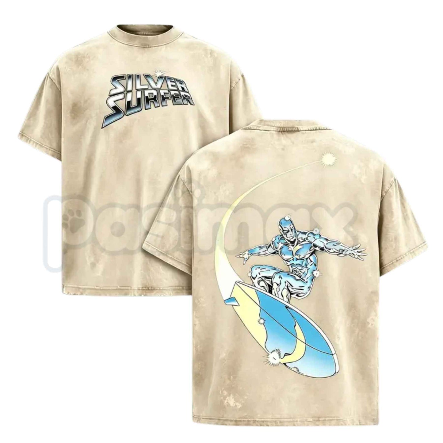 Silver Surfer Graphic T-Shirt – Retro Comic Book Superhero Tee, Unisex Acid Washed Lightweight Cotton Vintage Streetwear Top