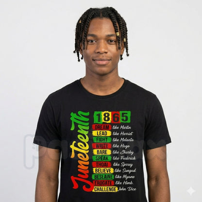 "Juneteenth 1865" Civil Rights Leaders T-Shirt – Black History Freedom Pride Novelty Graphic Tee