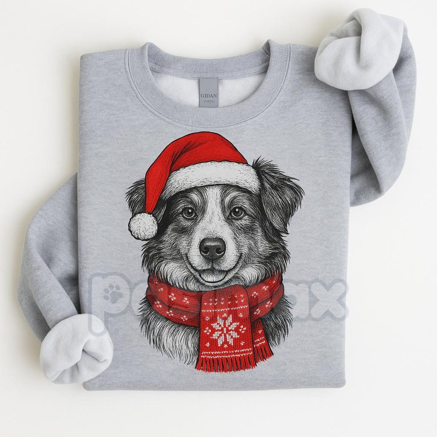 Ugly Christmas Style Santa Paws Dog Sport Grey Crewneck Sweater