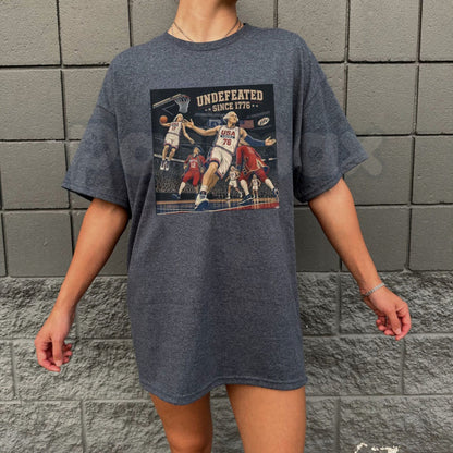 "Undefeated Since 1776" America T-Shirt – Funny 4th of July Independence Day Varsity Graphic Tee