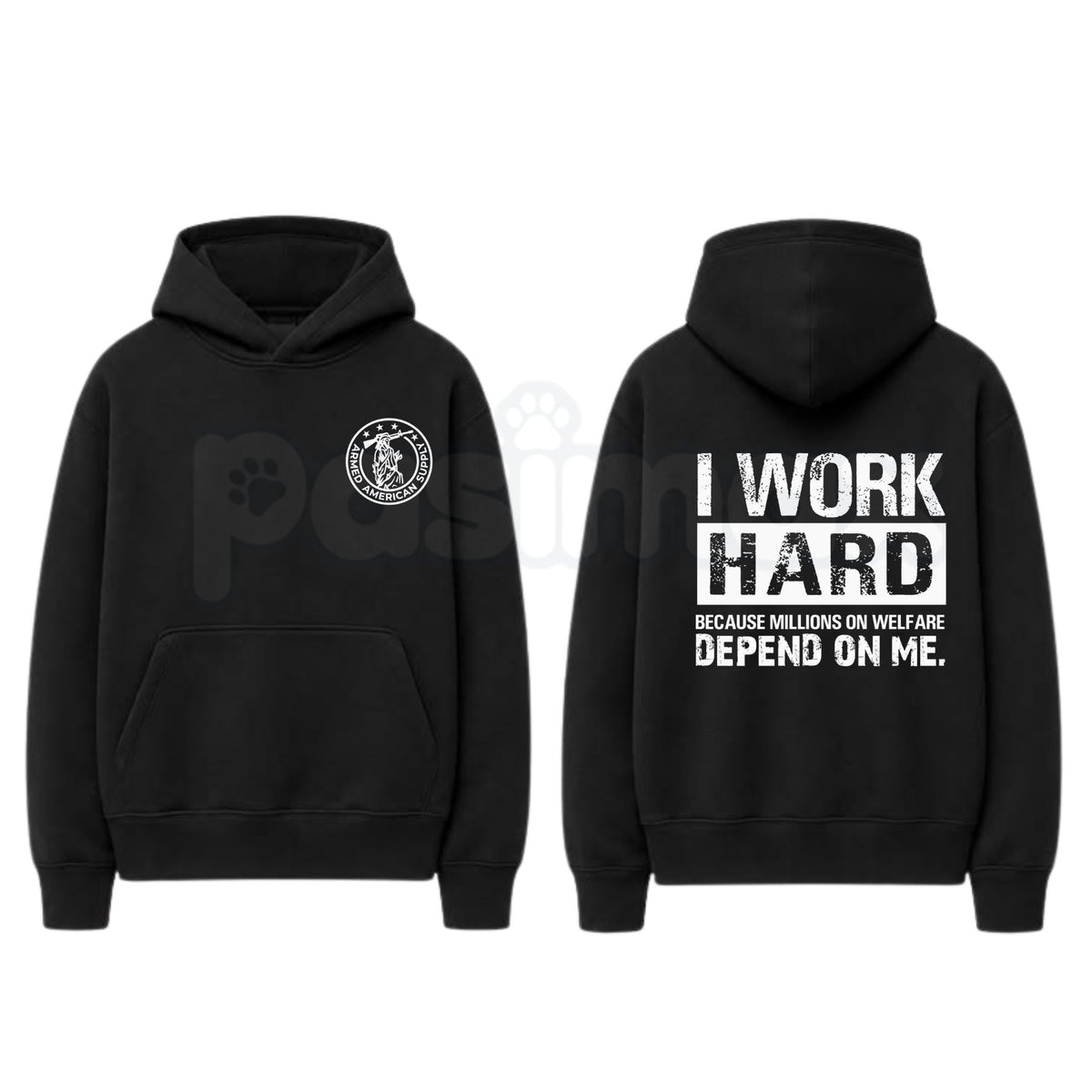 I Work Hard Millions On Welfare Depend On Me Sarcastic Hoodie – Funny Blue Collar Graphic Pullover, Sarcastic Work Humor Sweatshirt, Unisex Heavy Blend