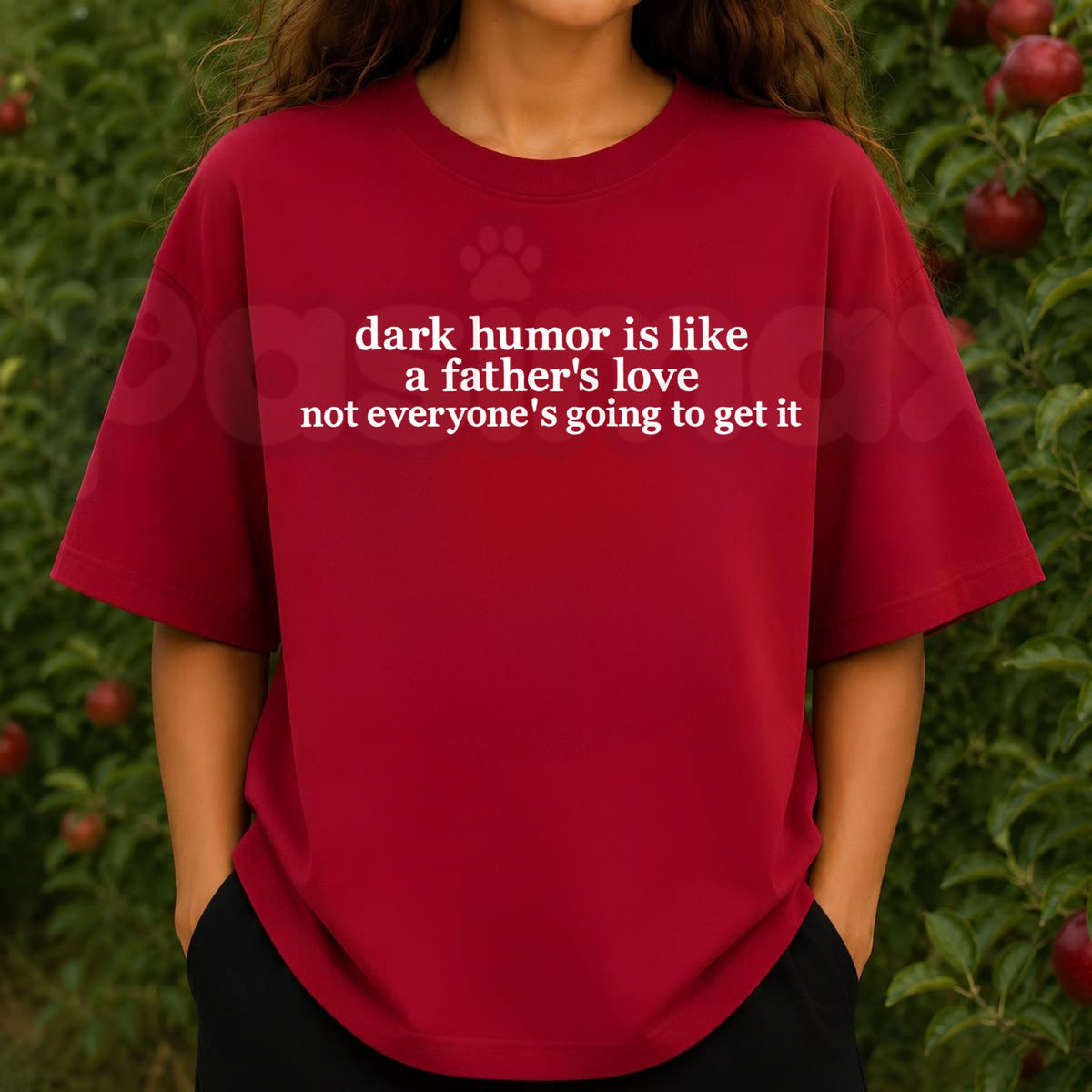 Dark Humor Is Like A Father's Love Embroidered T-Shirt – Funny Slogan Tee, Sarcastic Graphic Top for Men & Women