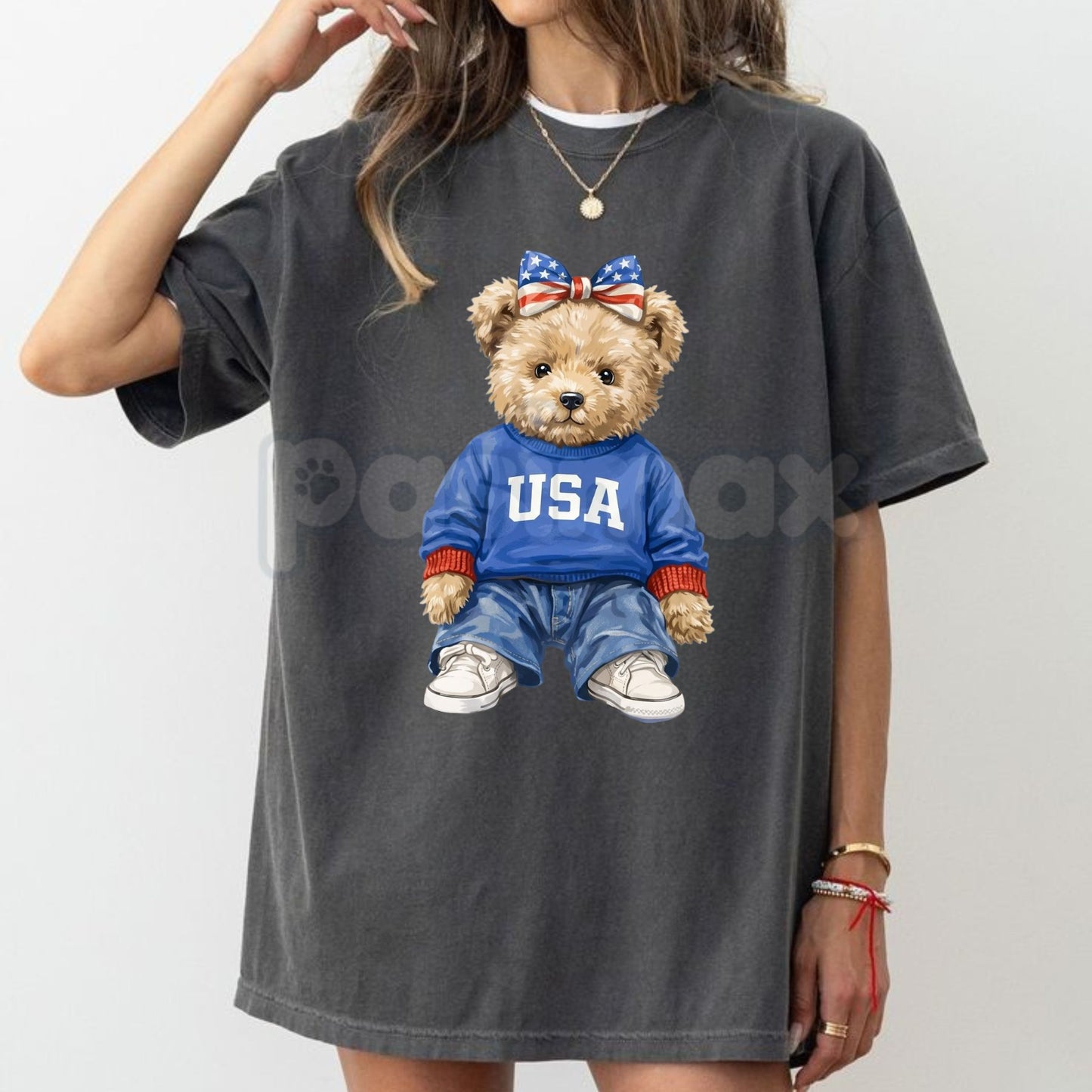 Comfort Colors® USA Bear T-Shirt – Trendy Mama Bear Patriotic Tee, Aesthetic American Wilderness Shirt, Retro 250th Anniversary USA 2026 Gift