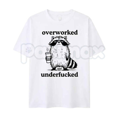 Funny Overworked Raccoon Graphic T-Shirt – Tired Trash Panda Meme Unisex Cotton Tee