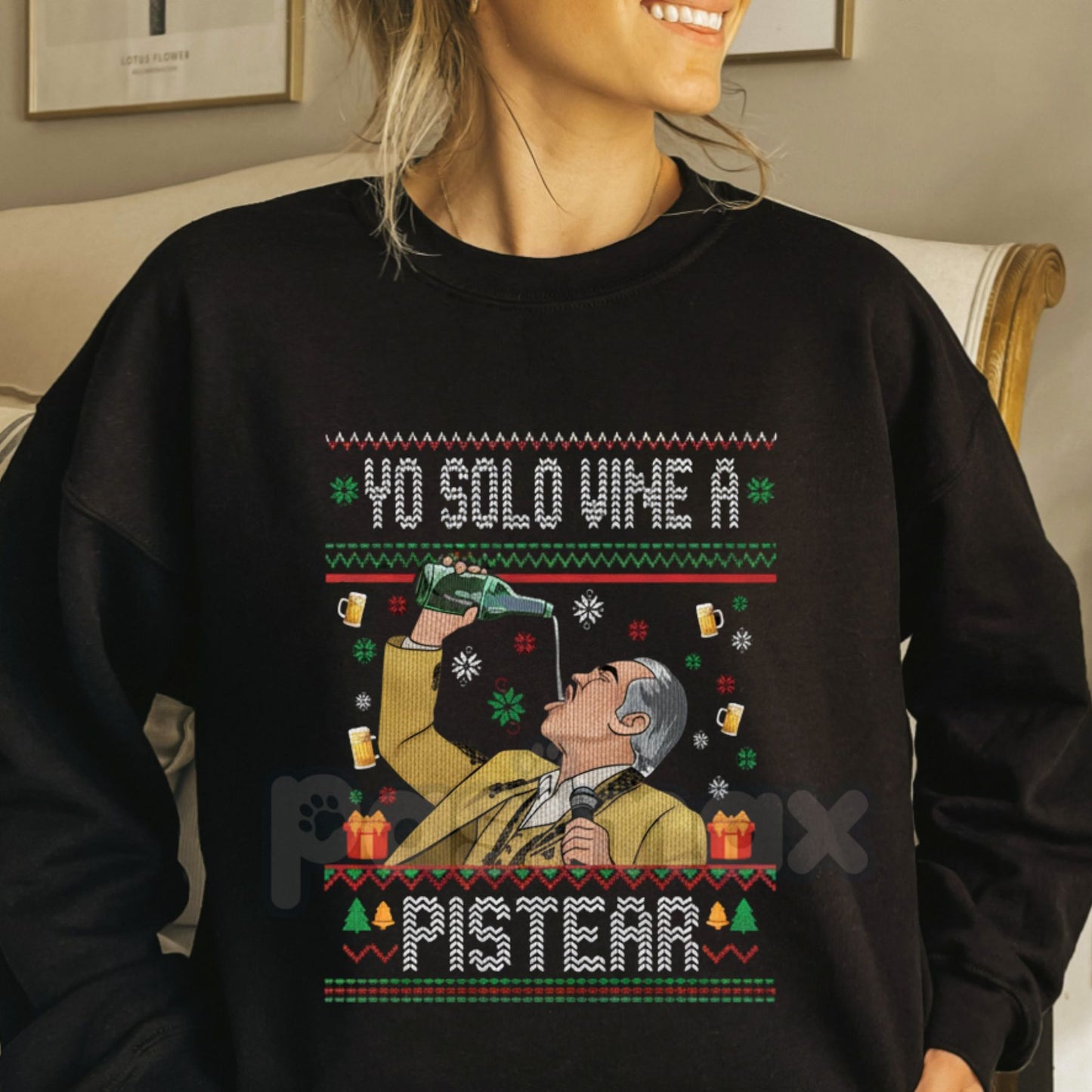 Vicente Fernández "Yo Solo Vine a Pistear" Christmas Sweatshirt | Funny Ranchera Holiday Jumper | Mexican Legend Xmas Party Crewneck