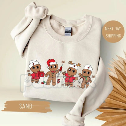 Gingerbread Christmas Nurse Sweatshirt | Cute Holiday Medical Crewneck | RN LPN Gingerbread Man Jumper | Festive Xmas Gift