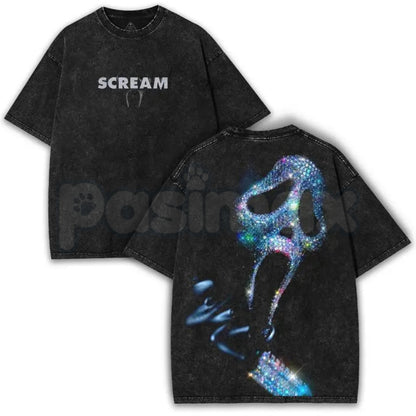 Ghostface "Scream" Slasher Streetwear Tee – y2k Vintage Washed Oversized Graphic T-Shirt