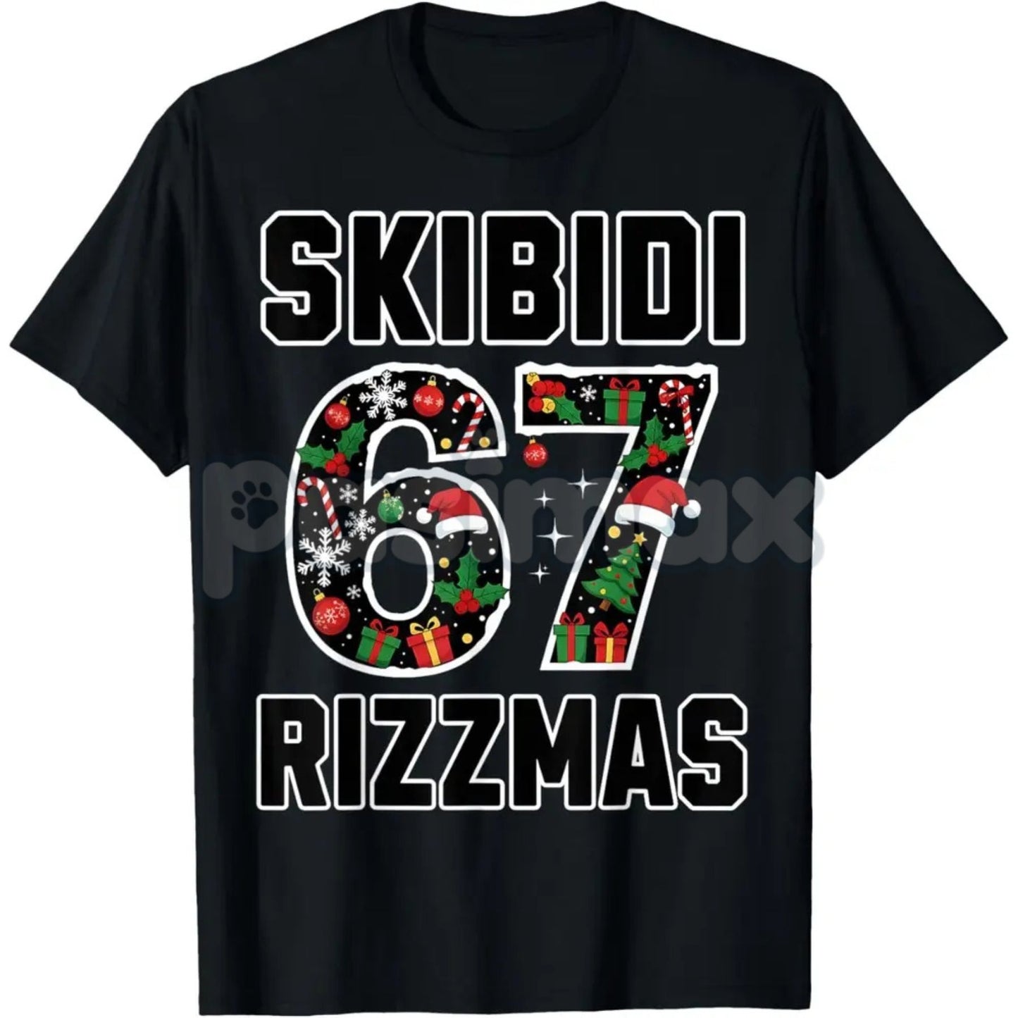 Skibidi Rizzmas 67 Viral T-Shirt - Gen Alpha Internet Slang Tee, Absurd Christmas Party Meme, Unisex Holiday Humor