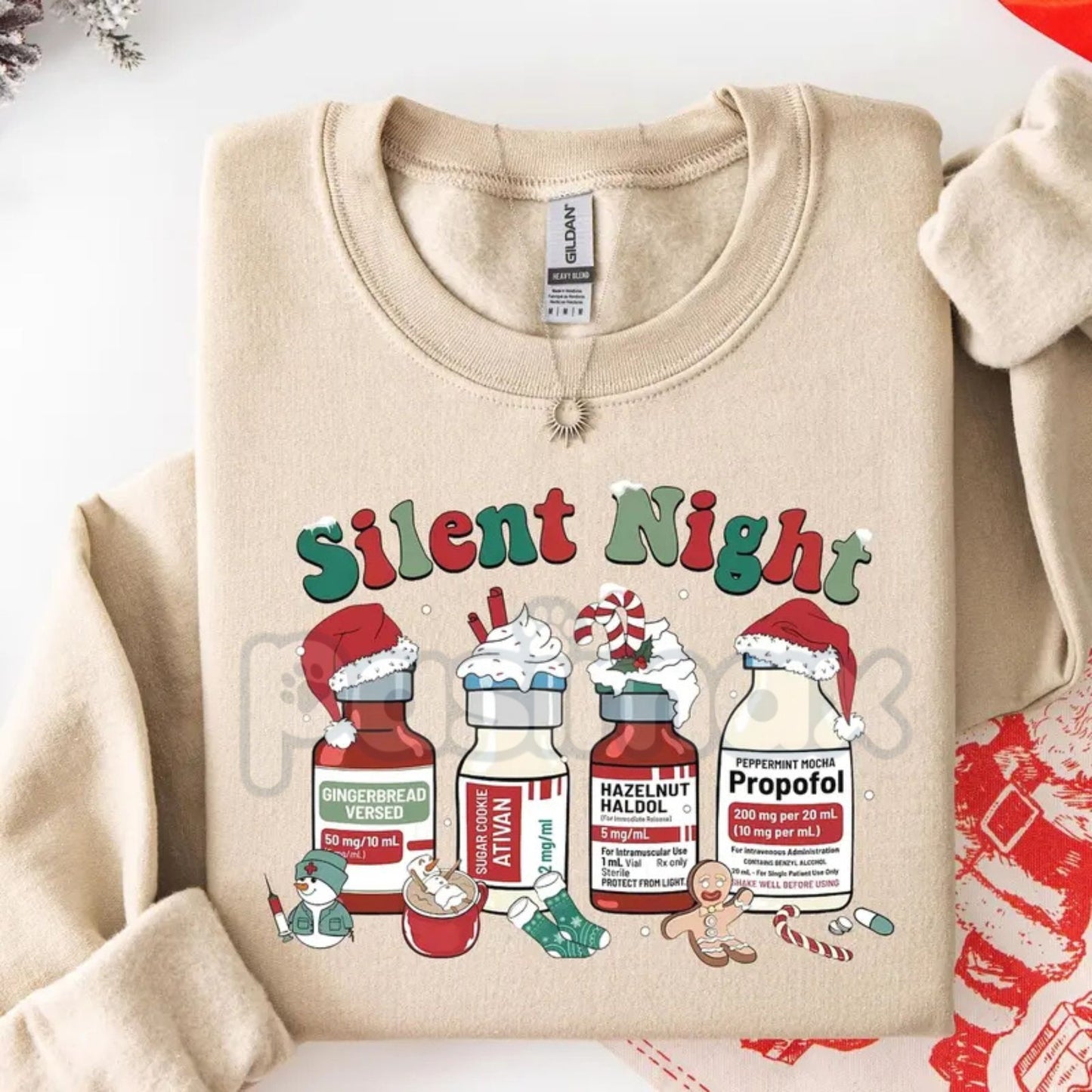 Compassionate Care Nurse Christmas Sweatshirt | "Silent Night" Guardian Holiday Crewneck | Medical Staff Appreciation Gift