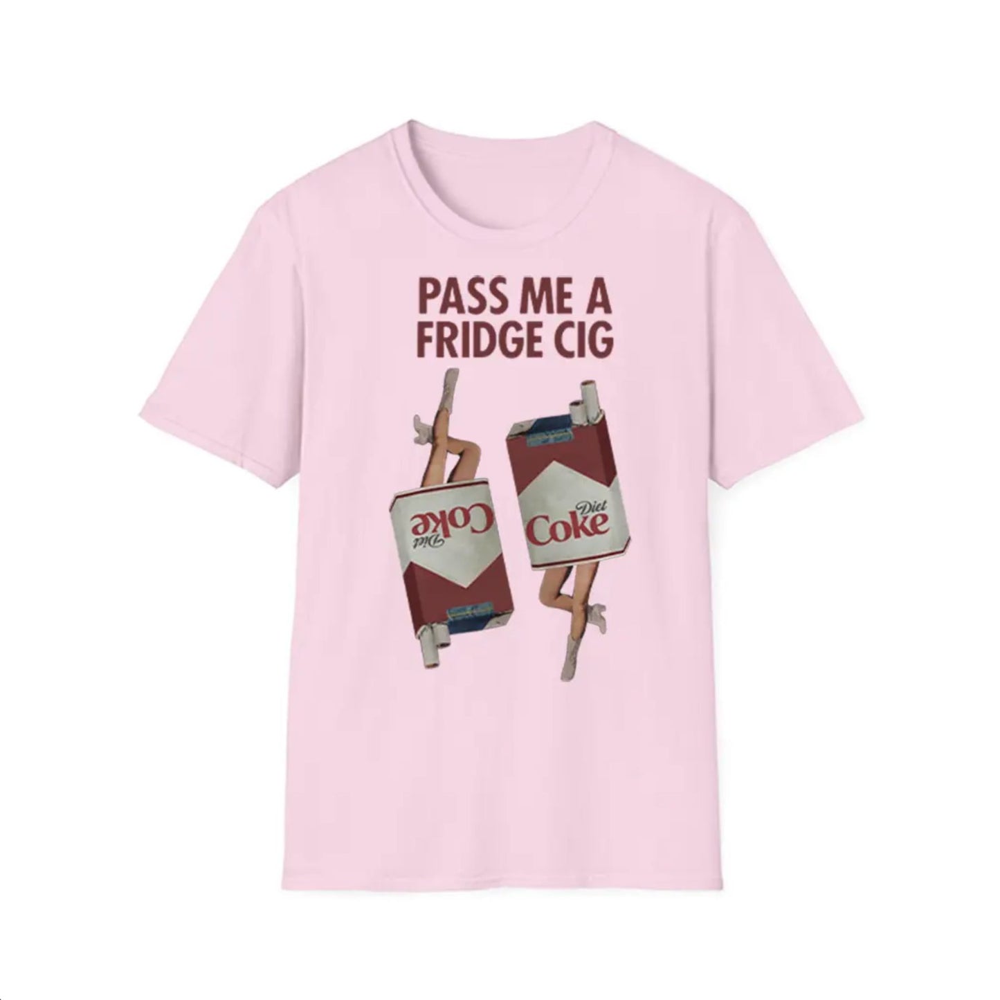 "Pass Me a Fridge Cig" Funny Graphic T-Shirt - Playful Retro Parody Tee, Unique Humor Apparel