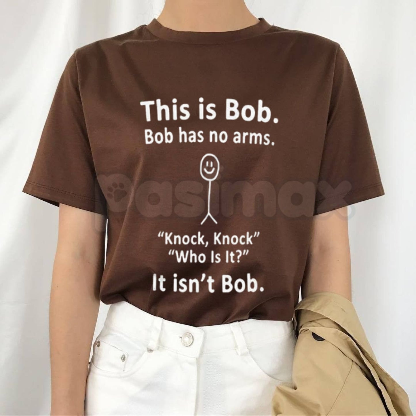 "This Is Bob. Bob Has No Arms" T-Shirt – Funny Stick Figure Graphic Tee, Remastered Heavy Cotton Dark Humor Top, Soft Lived-In Heavyweight Gag Gift Shirt, Made in USA
