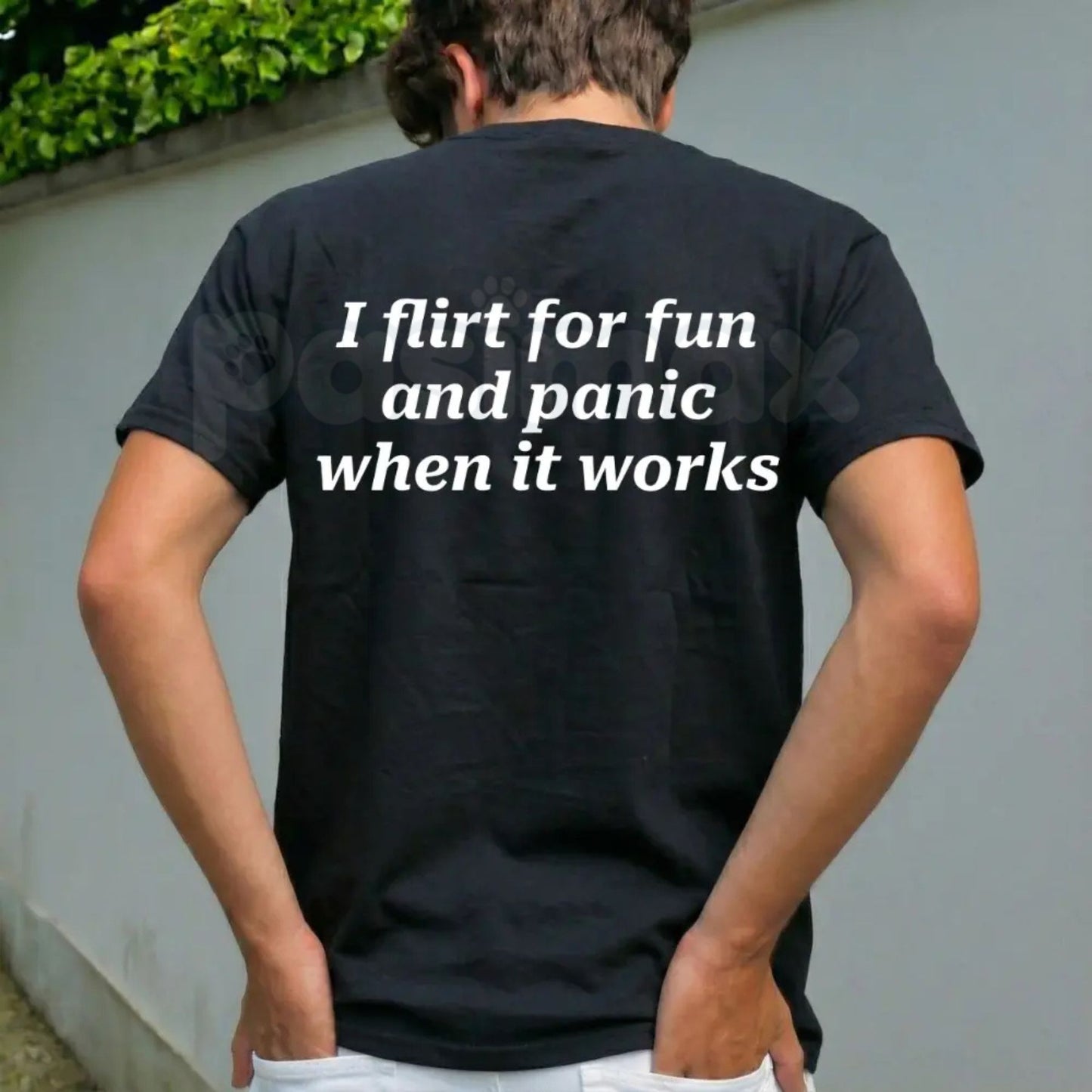"I Flirt For Fun And Panic When It Works" T-Shirt - Funny Relatable Social Anxiety Graphic Tee, Sarcastic Dating Humor Shirt, Premium Heavyweight Unisex Statement Top, Introvert Humor Gift Apparel, Aesthetic Slogan Streetwear