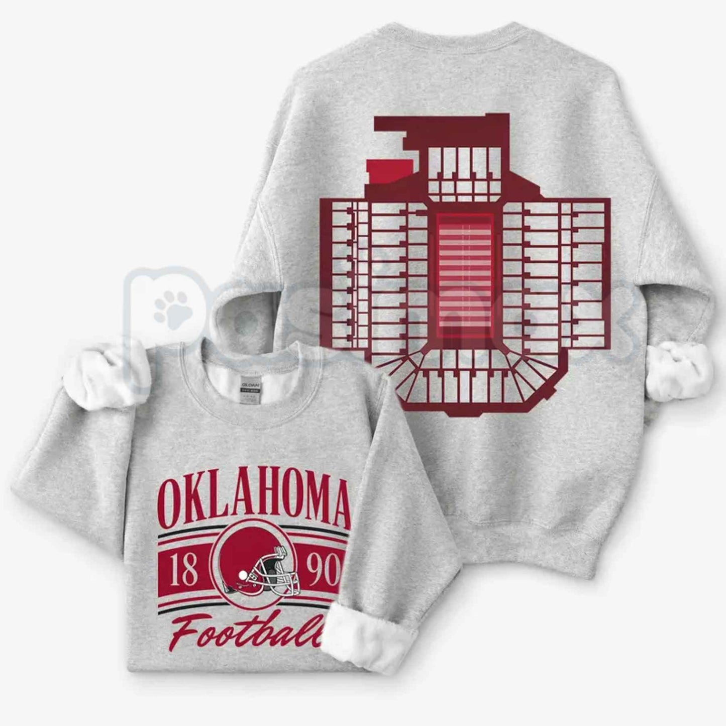 Vintage College Football 2 Sided Sweatshirt | Ash Grey Sports Top