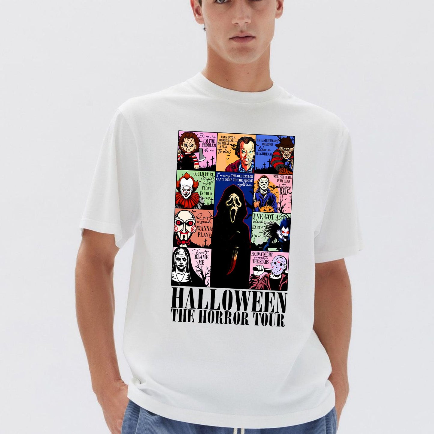 "The Horror Tour" T-Shirt - Creepy Halloween Graphic Tee, Vintage Style Horror Movie Fan Gift