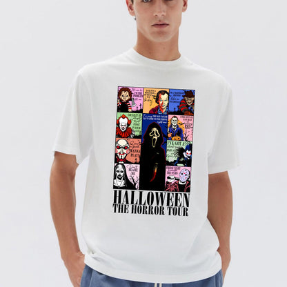 "The Horror Tour" T-Shirt - Creepy Halloween Graphic Tee, Vintage Style Horror Movie Fan Gift