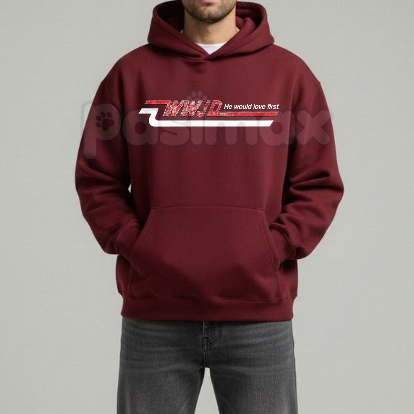 Retro WWJD Skater Style Hoodie – 90s Aesthetic Christian Streetwear, Oversized Y2K Faith Pullover, Unisex