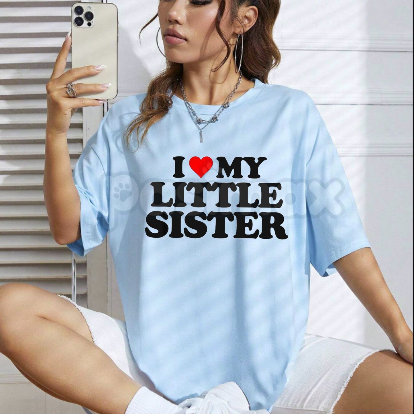 "I Love My Little Sister" T-Shirt - Made in USA Sibling Pride Tee, Best Big Brother/Sister Gift, Premium American-Made Family Apparel